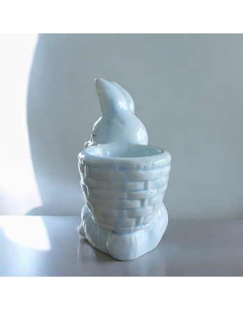 Coquetier lapin bleu en céramique