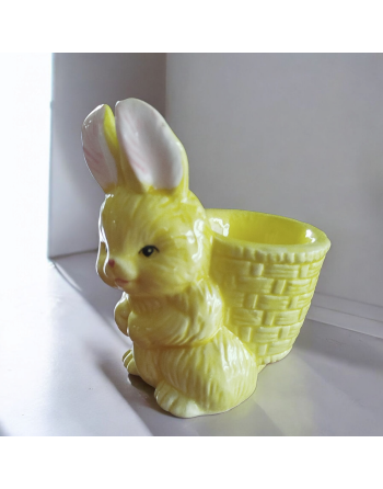 Coquetier lapin jaune en céramique