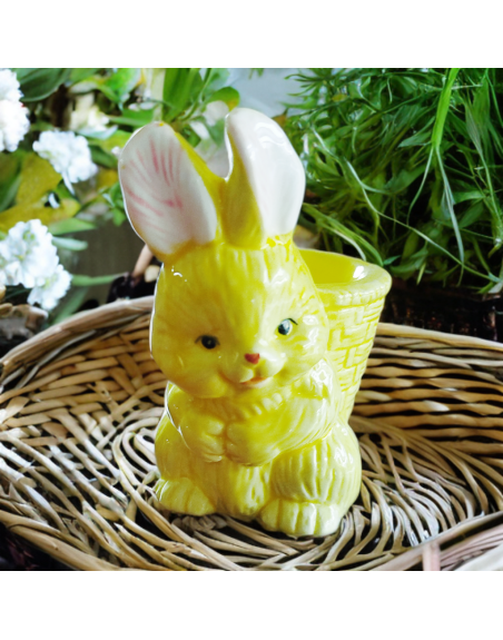 Coquetier lapin jaune en céramique