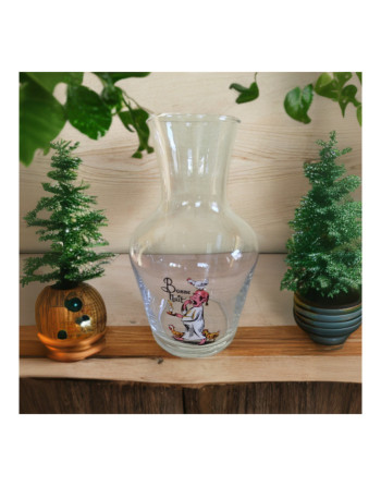 Pichet avec inscription "Bonne nuit" en verre transparent
