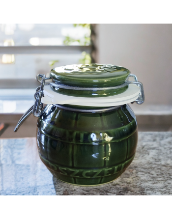 Pot hermétique à miel en céramique verte - 450g