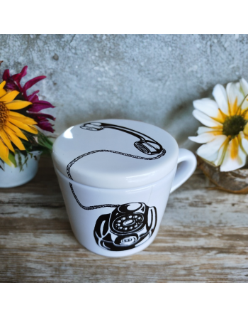 Tasse avec couvercle - Téléphone vintage