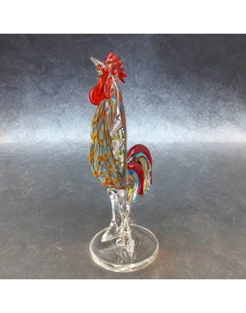 Grand coq en verre soufflé, style Murano