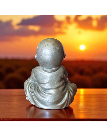 Petit bouddha rieur en étain couleur bronze