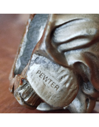 Petit bouddha rieur en étain couleur bronze
