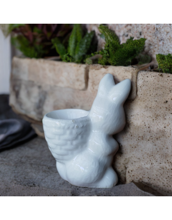 Coquetier lapin blanc en céramique