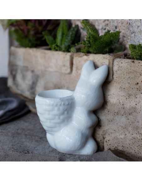Coquetier lapin blanc en céramique