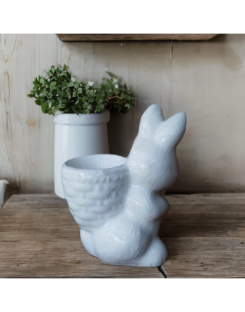 Coquetier lapin blanc en céramique