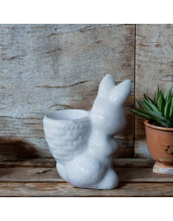 Coquetier lapin blanc en céramique