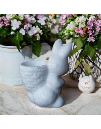 Coquetier lapin blanc en céramique