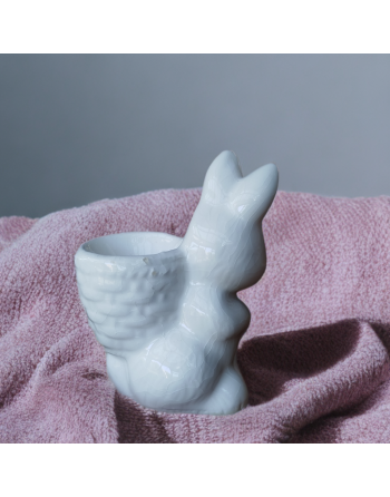 Coquetier lapin blanc en céramique