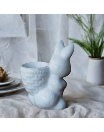 Coquetier lapin blanc en céramique