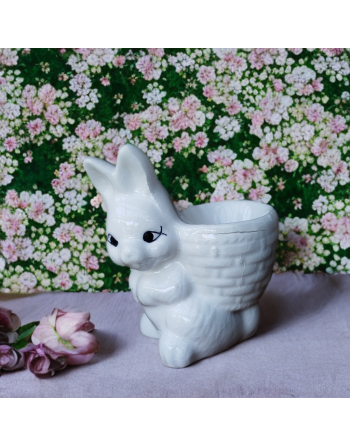Coquetier lapin blanc en céramique