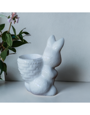 Coquetier lapin blanc en céramique