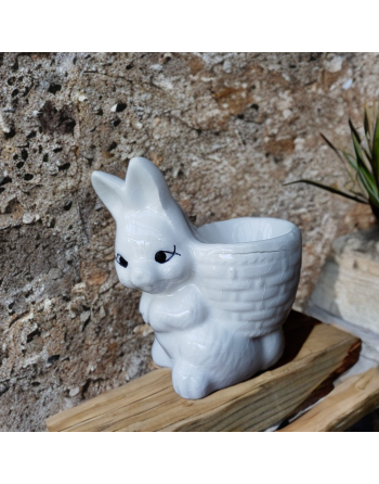 Coquetier lapin blanc en céramique