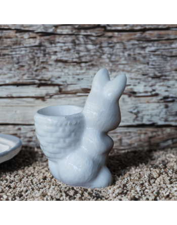 Coquetier lapin blanc en céramique