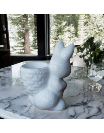 Coquetier lapin blanc en céramique