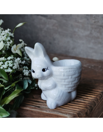 Coquetier lapin blanc en céramique