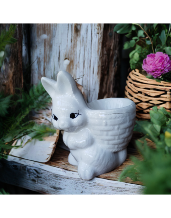 Coquetier lapin blanc en céramique