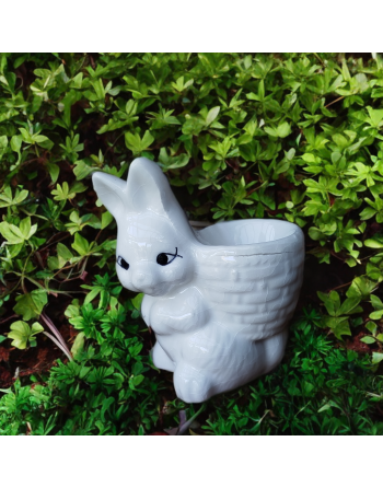 Coquetier lapin blanc en céramique