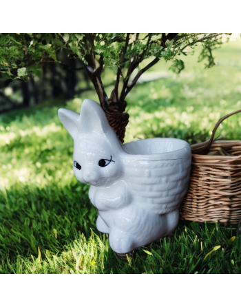 Coquetier lapin blanc en céramique