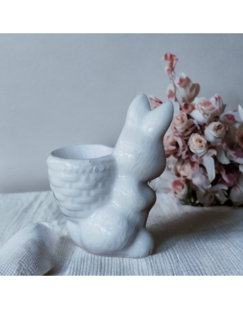 Coquetier lapin blanc en céramique