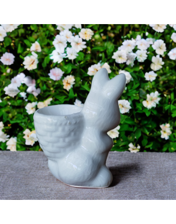 Coquetier lapin blanc en céramique