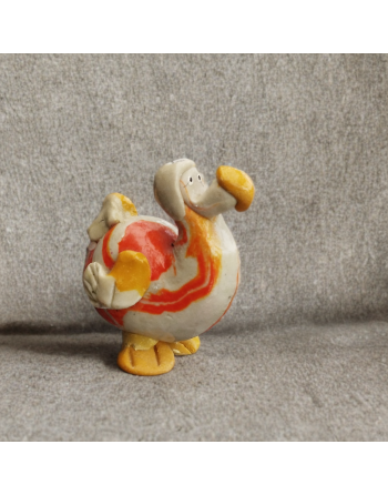 Figurine artisanale Dodo beige et orange en pâte à sel