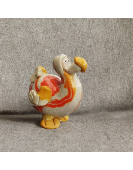 Figurine artisanale Dodo beige et orange en pâte à sel