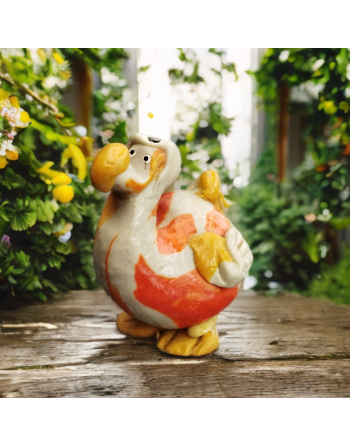 Figurine artisanale Dodo beige et orange en pâte à sel