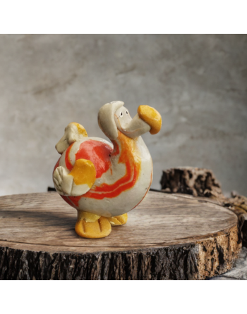 Figurine artisanale Dodo beige et orange en pâte à sel