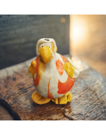 Figurine artisanale Dodo beige et orange en pâte à sel