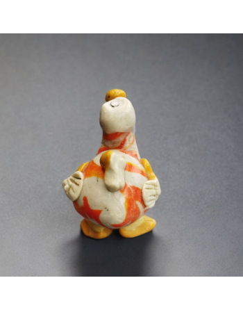Figurine artisanale Dodo beige et orange en pâte à sel