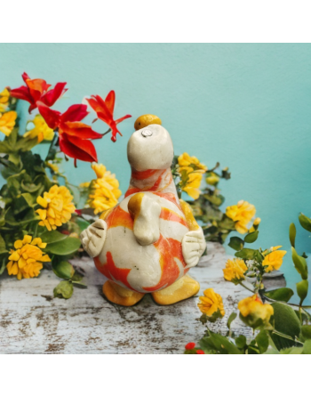 Figurine artisanale Dodo beige et orange en pâte à sel