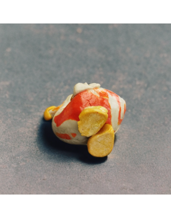 Figurine artisanale Dodo beige et orange en pâte à sel