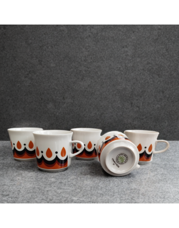 Tasse à espresso en porcelaine décor orange et brun - Freiberger - Allemagne de l'Est