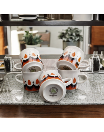 Tasse à espresso en porcelaine décor orange et brun - Freiberger - Allemagne de l'Est