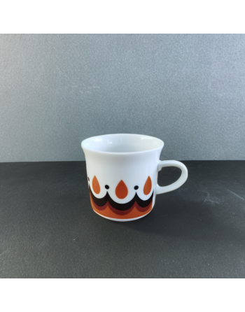 Tasse à espresso en porcelaine décor orange et brun - Freiberger - Allemagne de l'Est