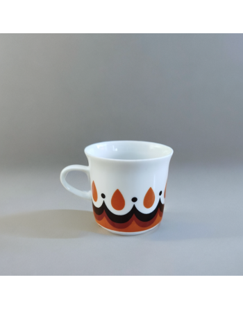 Tasse à espresso en porcelaine décor orange et brun - Freiberger - Allemagne de l'Est