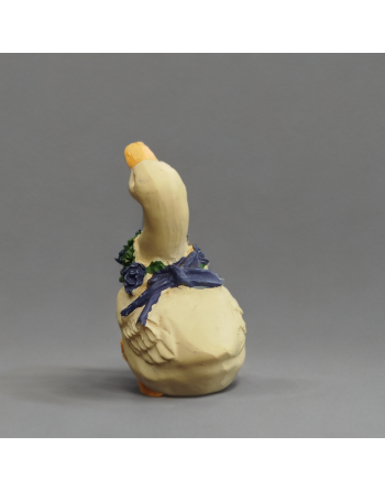 Petite oie blanche en céramique avec collier de fleurs bleues - Danemark, années 70-80