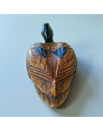 Grand canard en bois massif sculpté et peint à la main - années 70