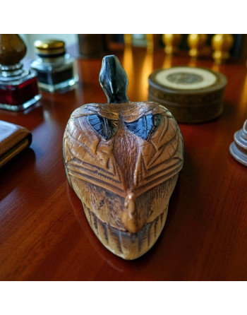 Grand canard en bois massif sculpté et peint à la main - années 70