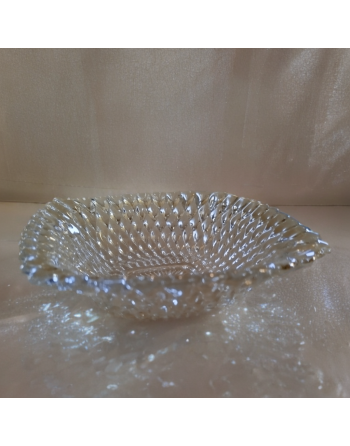 Vide-poches carré en verre moulé pressé transparent, décor de cabochons