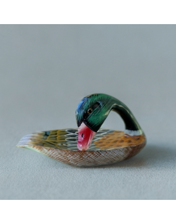 Vide-poches en bois peint en forme de canard colvert