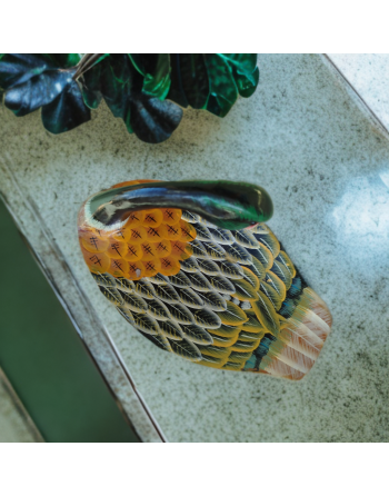 Vide-poches en bois peint en forme de canard colvert