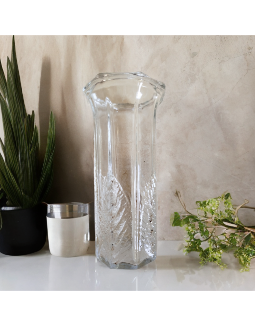 Vase Nuutajärvi, décor feuilles de bouleau - Finlande, années 70