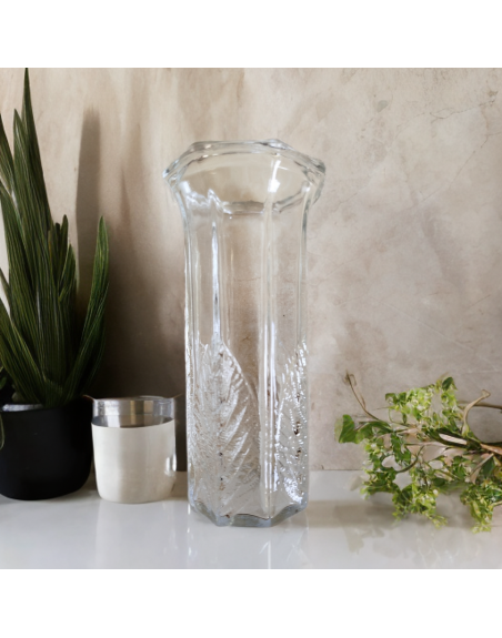 Vase Nuutajärvi, décor feuilles de bouleau - Finlande, années 70