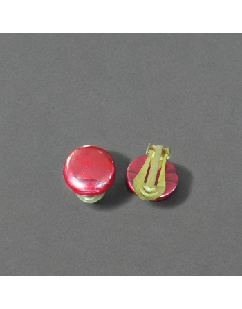 Boucles d'oreilles clips - boutons en mélamine rouge