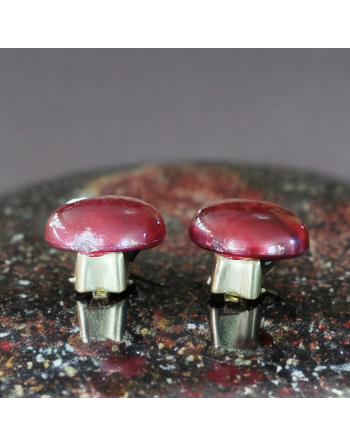Boucles d'oreilles clips - boutons en mélamine rouge