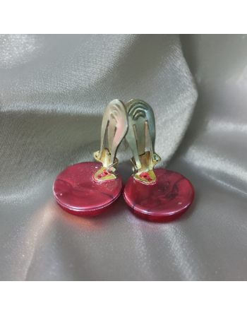 Boucles d'oreilles clips - boutons en mélamine rouge